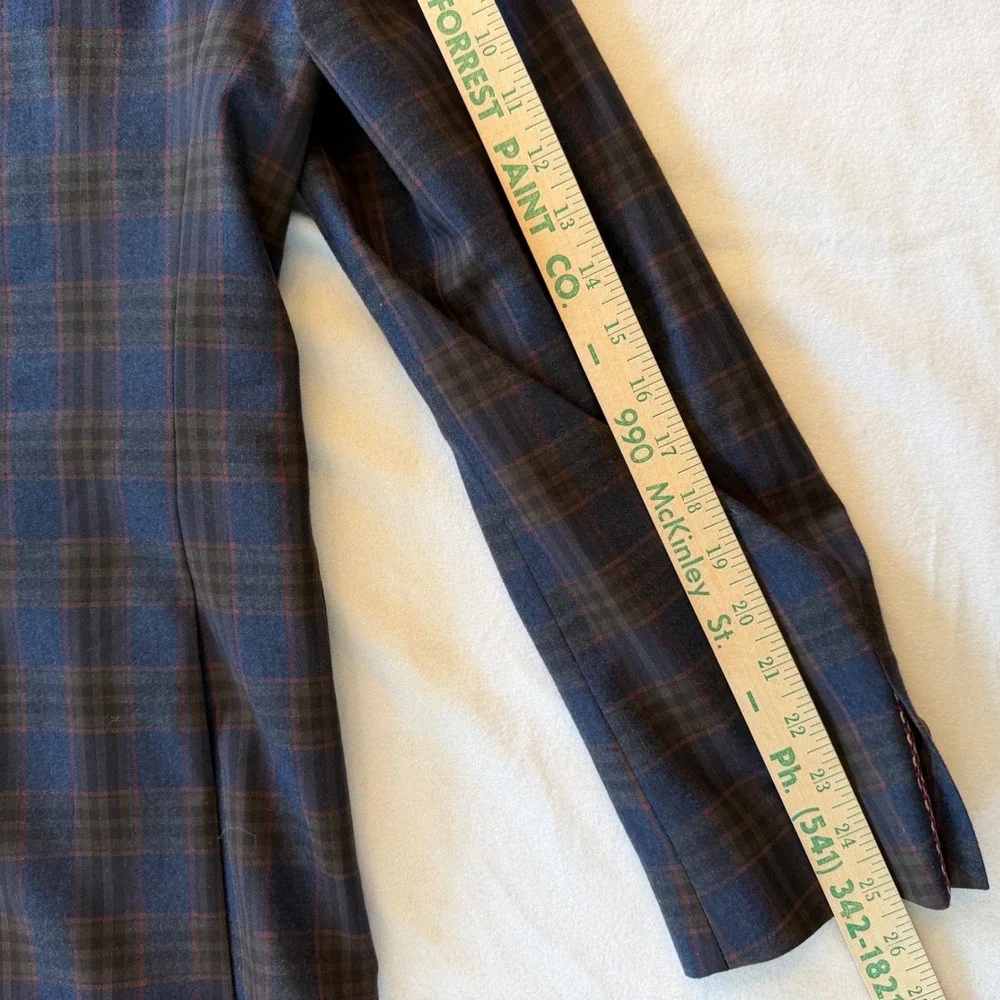 Ted Baker Tight Lines Blazer 38R Blue Brown Plaid Windowpane Preppy Sport Coat